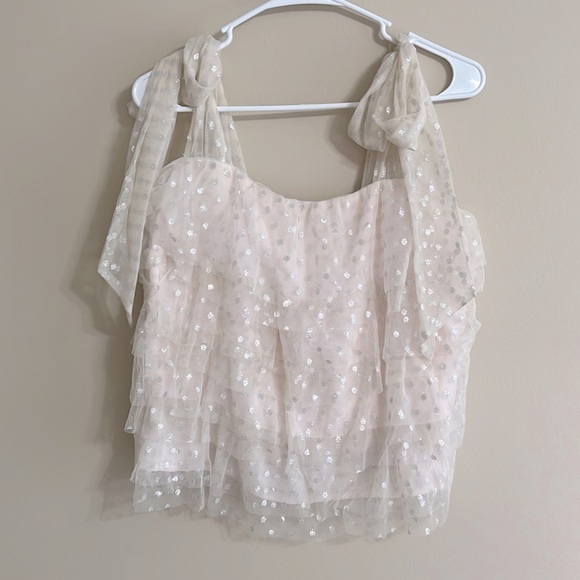NWT Maeve Anthropologie Tulle Dot Shimmer Tank Blouse - Picture 5 of 11